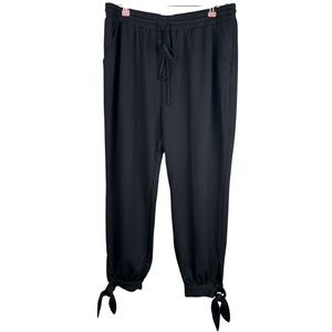 Doe & Rae Women Large Black Tie Knot Ankle Cuff Jogger Pants Athleisure Lounge